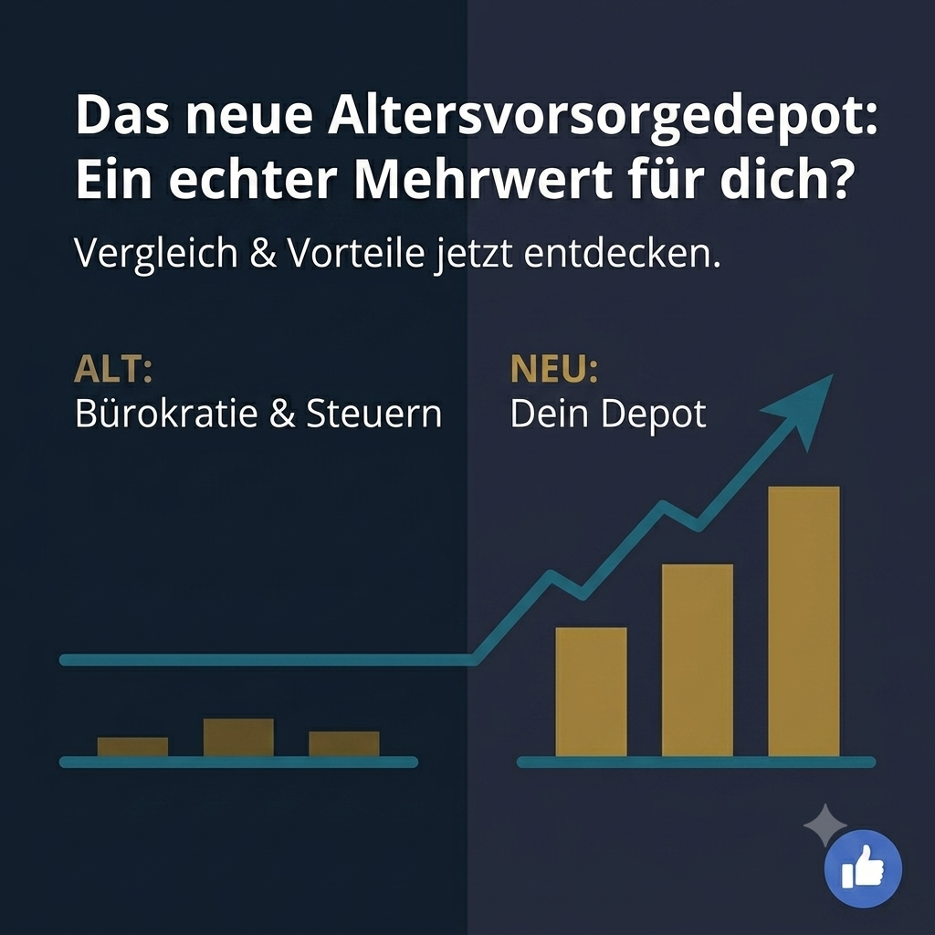 Facebook-Sichtmaterial: Das neue Altersvorsorgedepot – Vergleich Alt vs. Neu