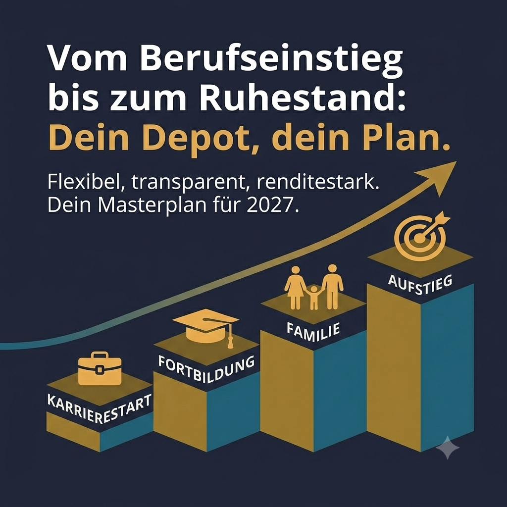 LinkedIn-Sichtmaterial: Vom Berufseinstieg bis zum Ruhestand – Dein Depot, dein Plan
